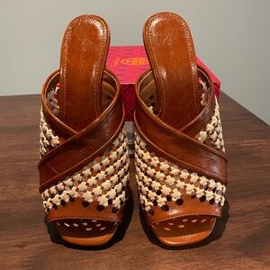 Tory Burch Woven Raffia Wedge 70mm Women's Sandals